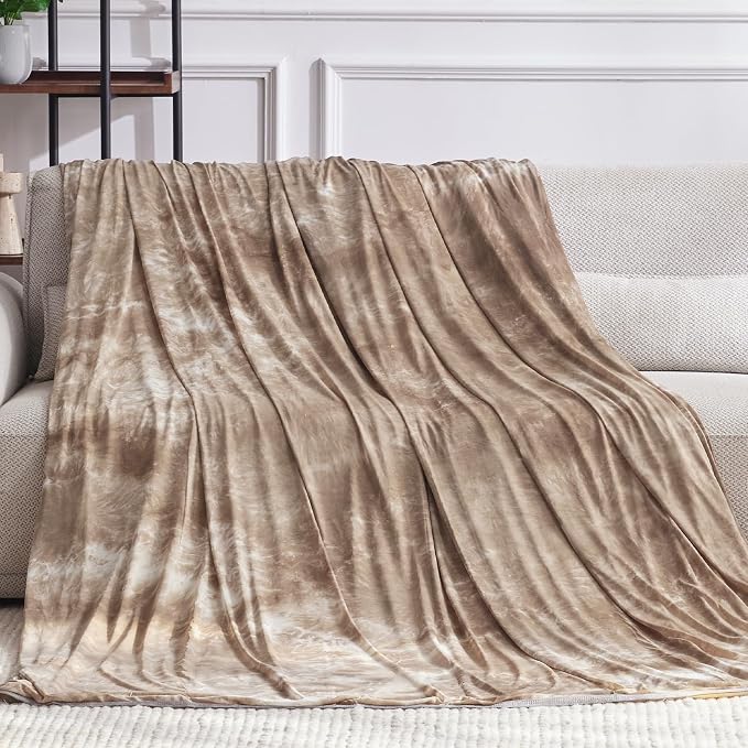 Guohaoi Cooling Throw Blanket for Hot Sleepers, Full Size 60''×90'' | Lightweight Breathable Summer Bed Blanket for Night, Arc-Chill Q-Max >0.5 Cool Fiber, Lightweight Tie Dye Blanket Beige