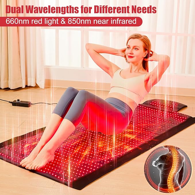 Red Light Therapy Mat for Body, 76"x 33" Red and Infrared Light Therapy Blanket with 660nm & 850nm Dual Wavelengths, 1370 LEDs Infrared Light Therapy for Full Body Pain Relief, Improved Sleep