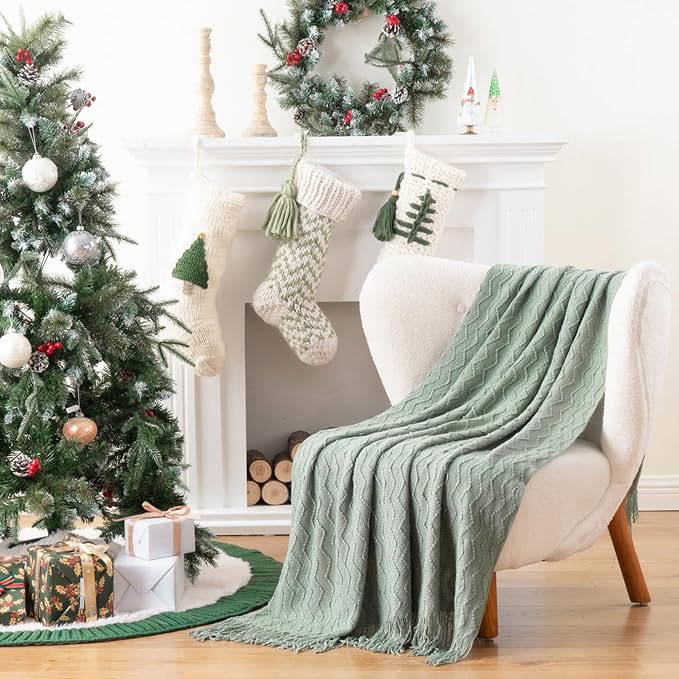 BATTILO HOME Sage Green Throw Blanket for Couch, Home Decor Sage Throw Blankets, Spring Green Blanket for Bedroom Decor Housewarming Gifts, 50"x60"