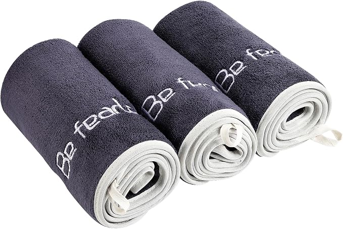 Microfiber Gym Towel Set for Men Women, Super Soft and Quick-Drying Towels for Fitness, Yoga, Cycling, Swimming (Grey, 3 Pack)