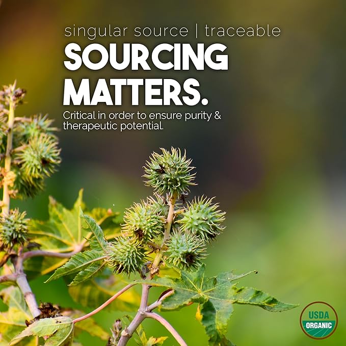 BALM OF GILEAD Organic Castor Oil for Skin Hydration - Therapeutic Cold Pressed, USDA Certified 100% Pure, Glass Bottle - 16 oz Unrefined, Hexane Free, Castor Oil for Hair & Eyelashes Growth