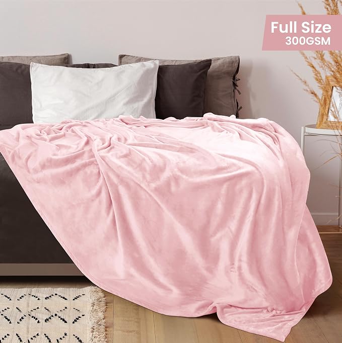 Utopia Bedding Ultra Soft Fleece Bed Blanket Full Size Pink (90x84 Inches) | Microfiber Plush Warm Lightweight Breathable Cozy Blanket Anti-Static, All Season Use, Gift for Women and Men