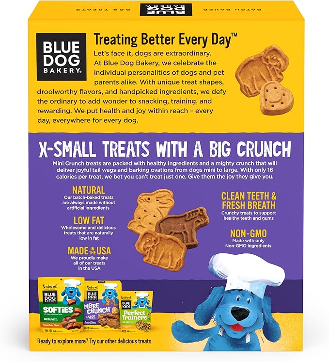 Blue Dog Bakery, More Crunch Assorted Biscuit, Large Dog Treats 5lb Box | Crunchy Oven-Baked Dog Treat Biscuits Bacon Chicken Cheese Peanut Butter, Made with Premium Wholesome Ingredients in the USA