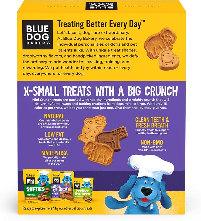 Blue Dog Bakery, More Crunch Assorted Biscuit, Large Dog Treats 18oz 1pk