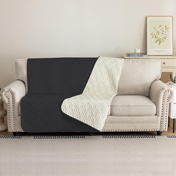 2026 Waterproof Bed Sofa Blanket (52"x82") Comfy Couch Sofa Mat for Dog Pets with Anti-Slip Back, Universal Incontinence Lightweight Liner Pad for Furniture Car Picnic etc Durable Washable, Black