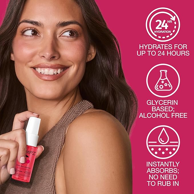 Hempz Cherry Hydrating Mist Spray, Dark Red Cherries lightweight fragrance, Travel Size Moisturizer, Beach Vacation Essential, 1 fl.oz.