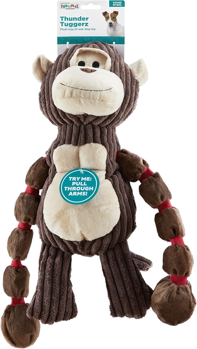 Outward Hound by Charming Pet Thunda Tugga Gorilla Plush & Squeaky Dog Tug Toy