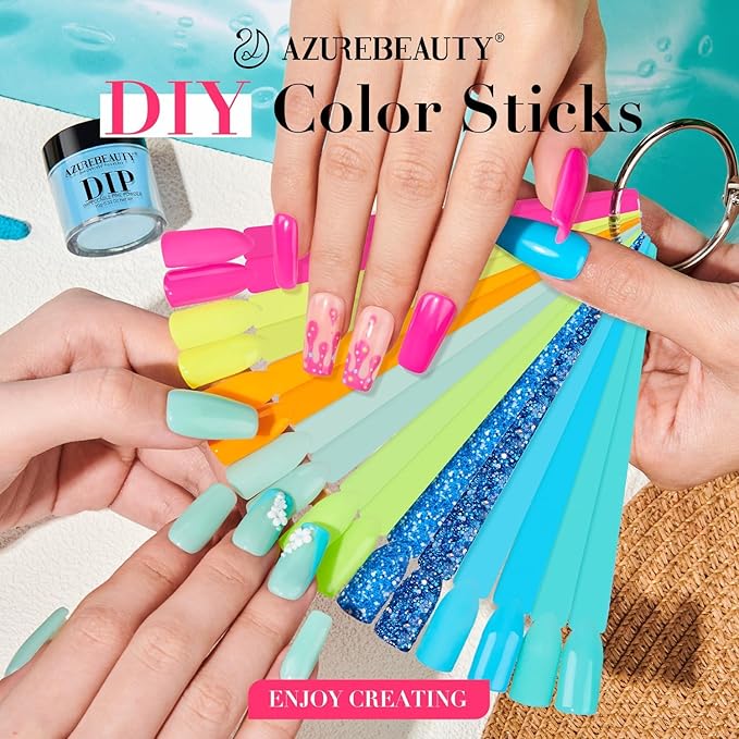 AZUREBEAUTY Dip Nails Powder Starter Kit, Summer Bright Pink Green Series Friendly Acrylic Dip Powder for French Nail Art Manicure,Gift for Women,Air-dry No Nail Lamp Needed