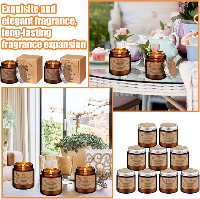 Landhoow 60 Pcs Candles Bulk for Home Scented Soy Aromatherapy Candle Gifts for Women Men 6 Style Lasting 24h Bluebell, Lavender, Lychee White Tea White Tea Orchid and Forest