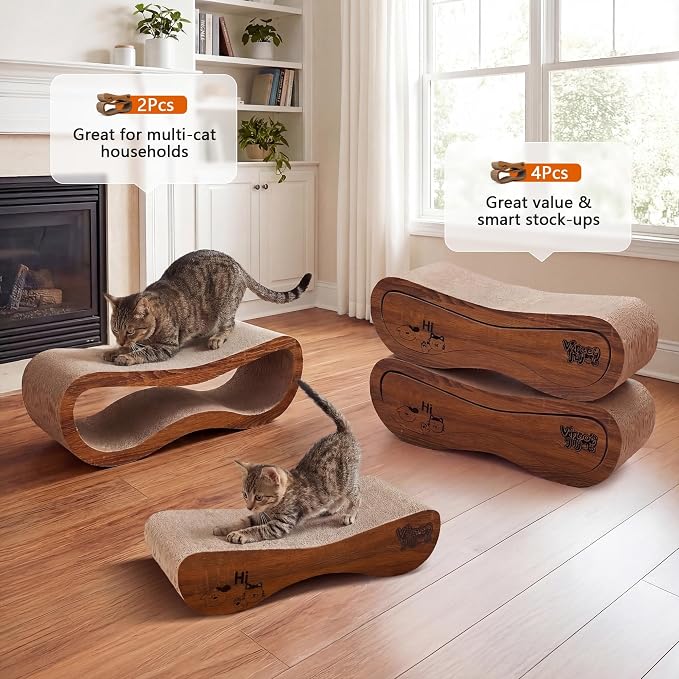 Cat Scratcher 2 in 1 Scratchers for Indoor Cats Scratching Board Cardboard | Horizontal Corrugated Scratch Pad for Cats as Beds & Furniture Reversible Sofa Scratch