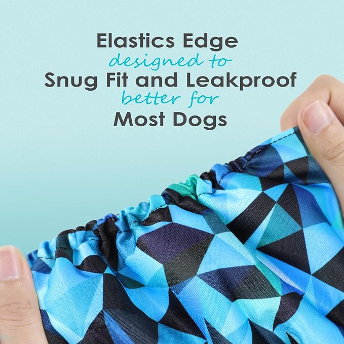 wegreeco Washable Male Dog Belly Band (Stylish Pattern)- Pack of 3 - Male Dog Belly Wrap, Dog Diapers Male (Abstract Geometrical Blue, Medium)