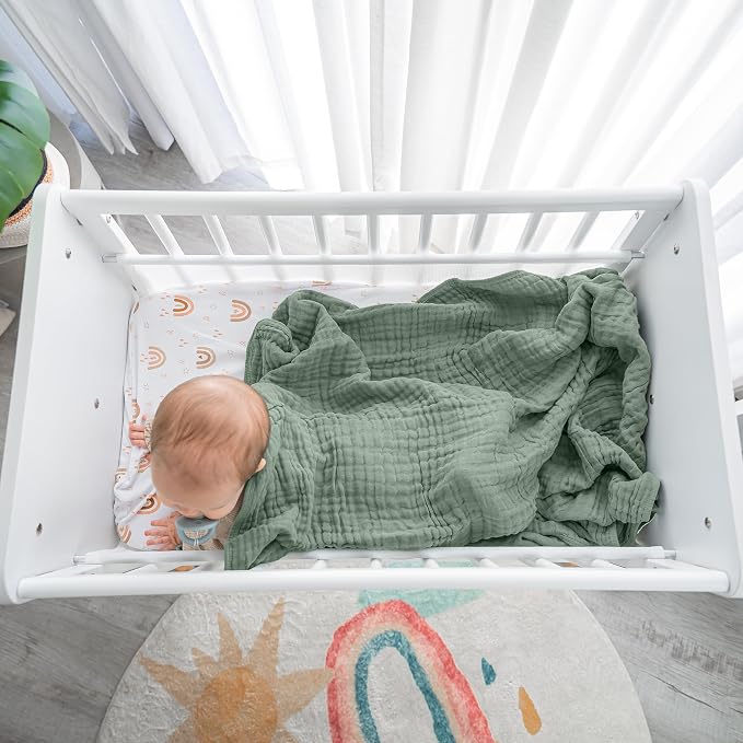 Comfy Cubs Muslin Baby Blanket 40" x 40" L - Swaddle Blankets Fern | Soft, Lightweight, 6-Layer Cotton Breathable Baby Blankets - Comfortable, Gentle & Versatile Cotton Baby Blankets for Sleep