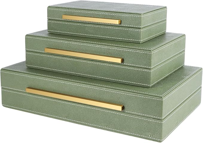 Shagreen Box, Decorative Storage Boxes with Lids, Faux Shagreen Decorative Box for Stacking Jewelry, Photo, Memory, Storage Boxes, Set of 3