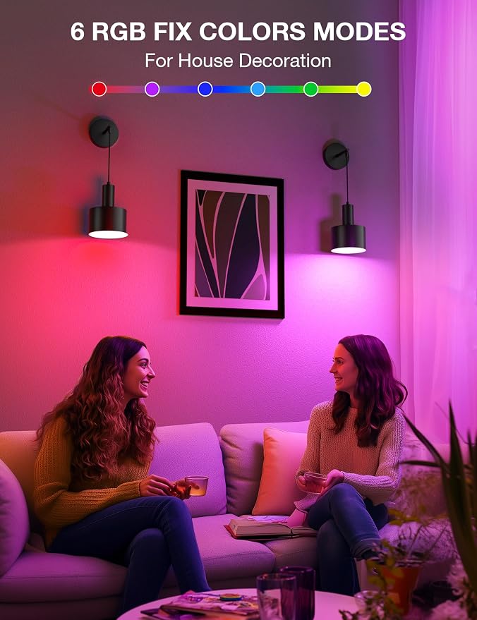 Battery Operated Wall Sconce Set of 2, Black Wireless Rechargeable Wall Lights with 5200mAh Dimmable Detachable Bulbs and Remote, 9 Colors Sconces Wall Decor for Bedroom Living Room Hallway