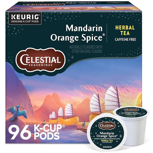 Celestial Seasonings Mandarin Orange Spice Herbal Tea, Single-Serve Keurig K-Cup Pods, 96 Count