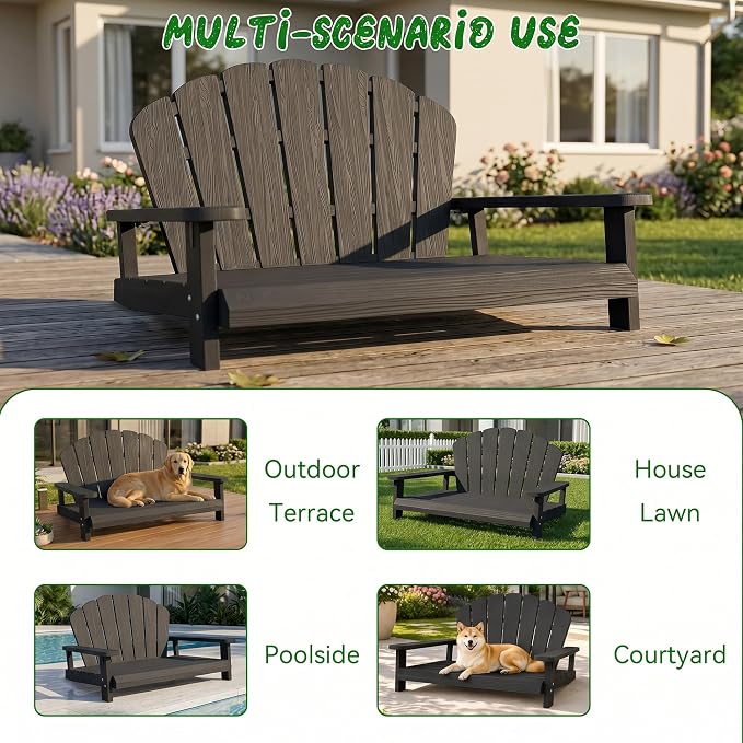 Outdoor Dog Sofa Chair, Black, 40.24" L x 30.08" W x 20.04" H | Waterproof Resin Dog Bed, For Patio Furniture, Easy Assembly and Clean