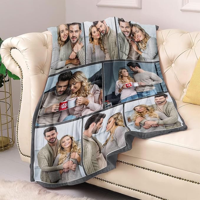 Custom Blanket with Picture Customized Photos Blanket for Couples Gifts Personalized Blankets and Throws Customize Christmas Valentines Birthday Gifts for Boyfriend Girlfriend Him Her Men Women