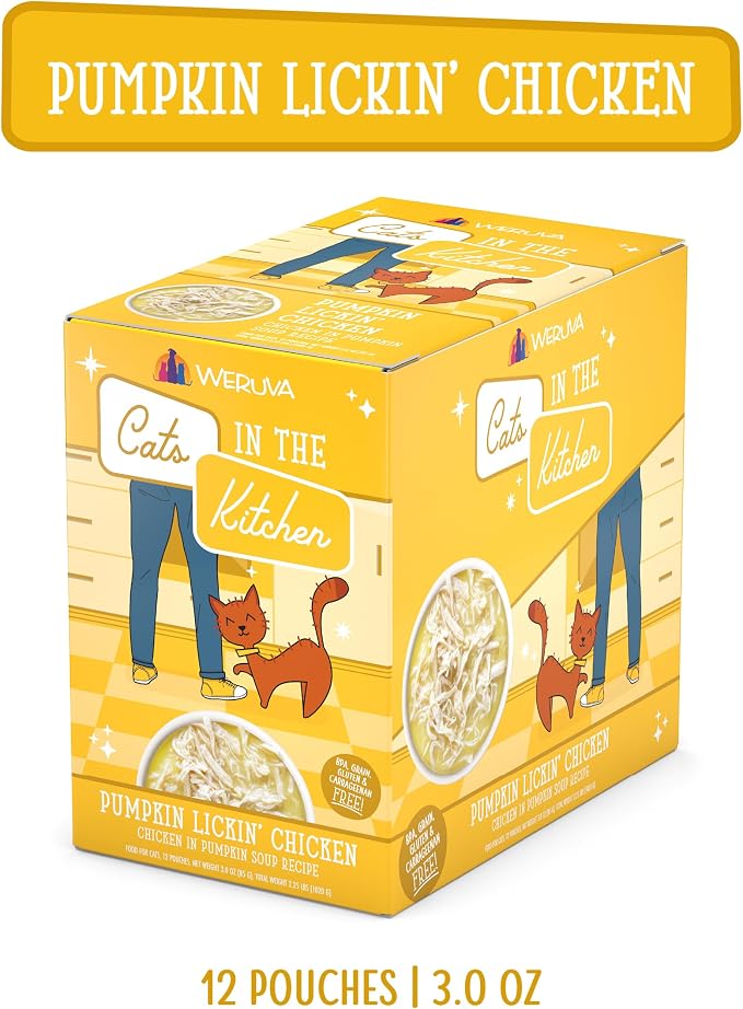 Weruva Cats in the Kitchen, Pumpkin Lickin' Chicken with Chicken Breast in Pumpkin Soup Cat Food, 3oz Pouch (Pack of 12)