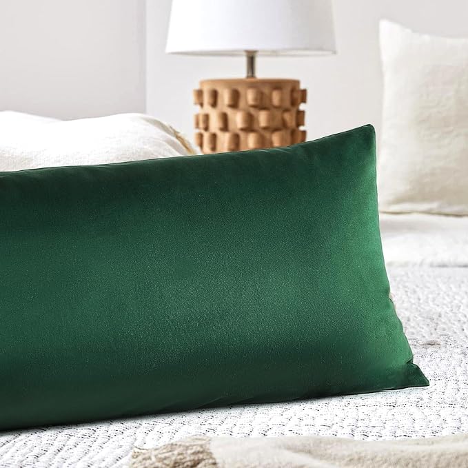Artscope Luxury Velvet Lumbar Pillow Cover Super Soft Decorative Rectangle Throw Pillow Covers Case Cushion Covers for Sofa Couch Bedroom Car Decor 14x36 Inch Army Green