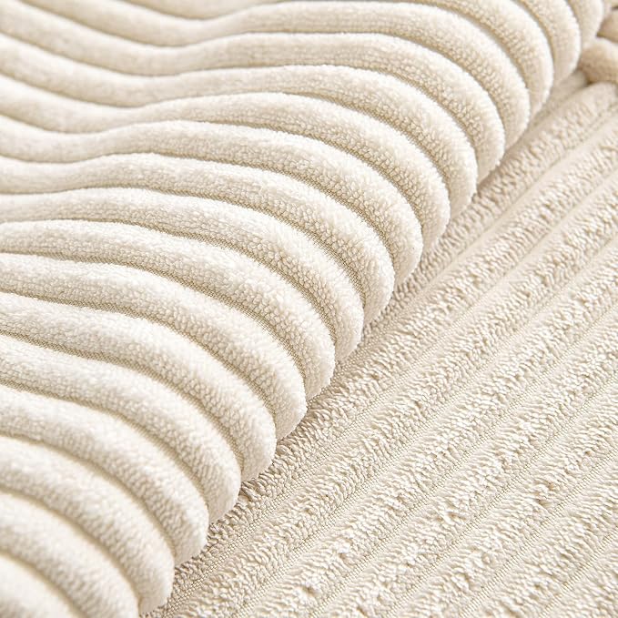 MIULEE Beige Throw Pillow Covers 16x16 Inch Set of 4 Boho Patchwork Cushion Cases Modern Farmhouse Pillow Cases with Invisible Zipper Corduroy Striped Home Decor for Couch Sofa Bedroom
