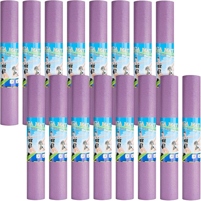 3 mm Thin Yoga Mats Bulk, Lightweight PVC Exercise Mats Non Slip Workout Fitness Pads for Yoga Pilates Stretching Classes Gym Home Studio, Easy to Clean