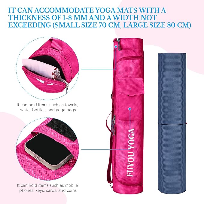 Upgrade Yoga Mat Bag, Waterproof Yoga Gym Bag Tote Bag with Adjustable Strap, Multi-Pockets Yoga Mat Carrier for Gym, Fitness