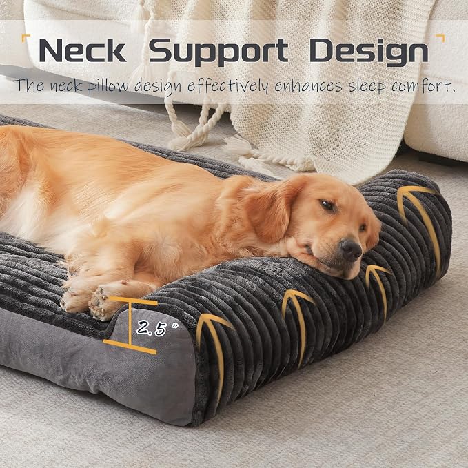 Dog Beds for Large Dogs Breeds,Sofa Dog Bed with Pillow for Crate Kennel, Super Soft Pet Bed for Support Bolster, Comfortable Pet Couch Bed & Non-Slip Bottom