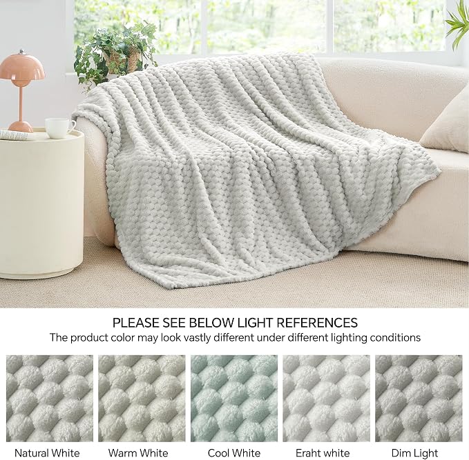 BEDELITE Light Grey Throw Blanket for Couch, Soft Gifts for Women, 50 * 60 | 3D Jacquard Decorative Fleece Blanket, Super Soft Plush Throws, Cute Birthday Gift for Women & Men, Suitable for All Seasons