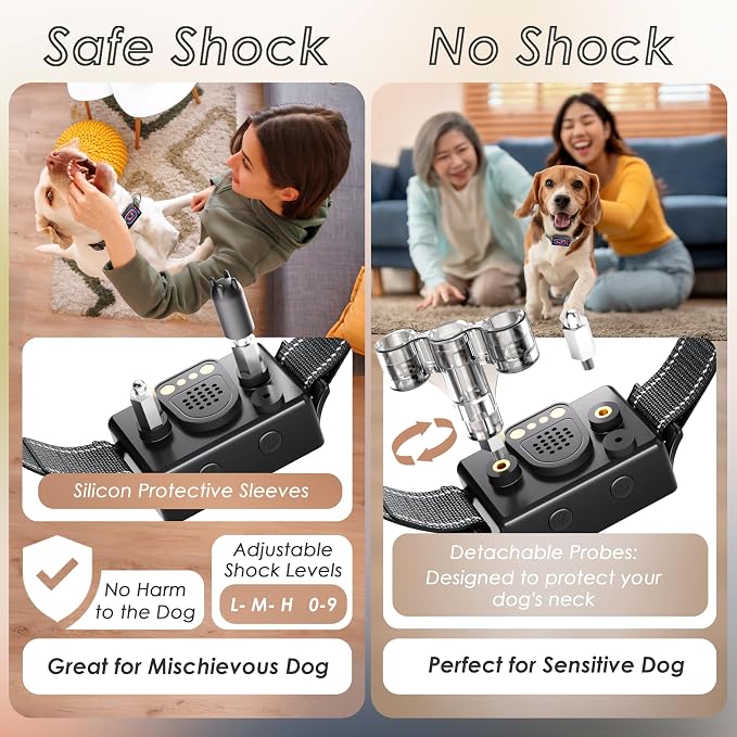 Dog Bark Collar 2 Pack, Smart Bark Collars for Dogs 5–130 lbs, Upgraded Anti Bark Training Collar with Beep, Vibration & Shock, 9 Sensitivity Levels, 5 Training Modes, Rechargeable & IPX7 Waterproof
