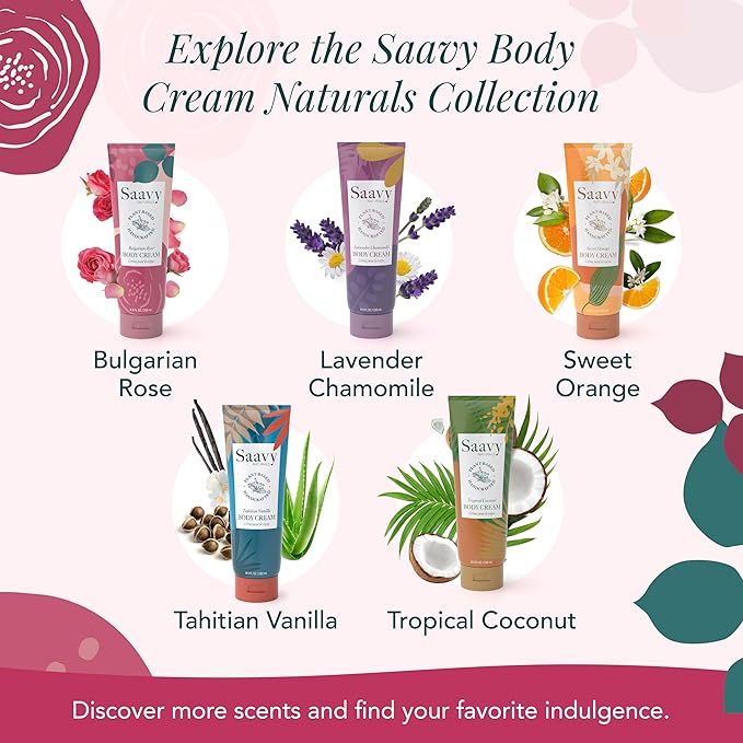 Saavy Naturals Deeply Hydrating Body Cream for Dry Skin – Nourishing Shea Butter, Plant-Based & Sustainably Sourced – Bulgarian Rose – 8.5 fl oz, 1 pack