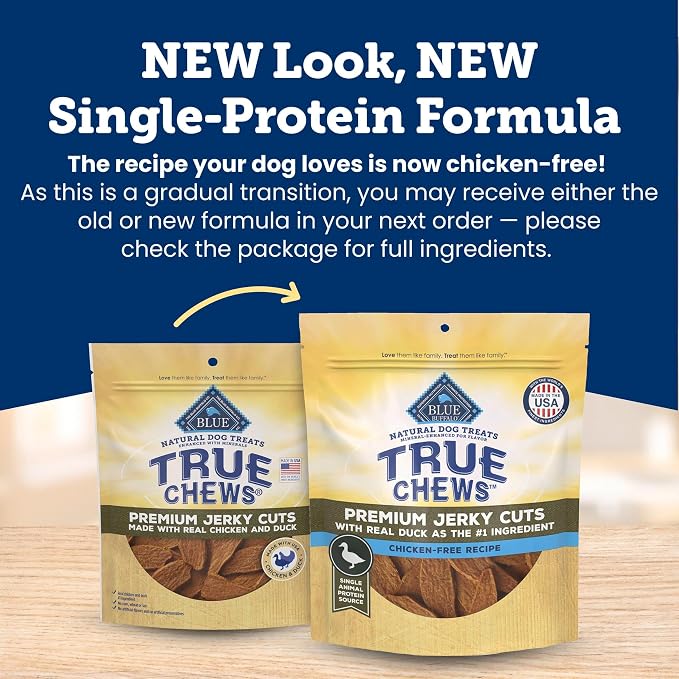 Blue Buffalo True Chews Premium Jerky Cuts Duck Dog Treats, 22 oz | Chicken-Free Recipe, Real Duck First, Made in the USA, No Artificial Preservatives