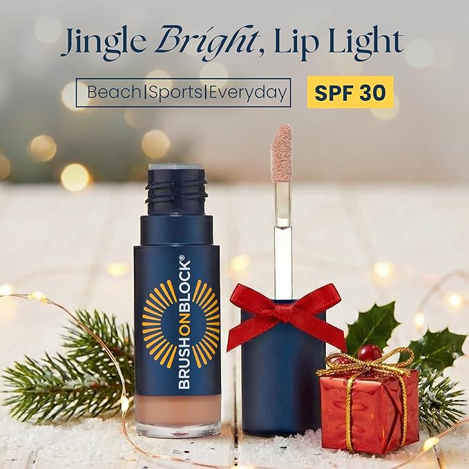 Brush On Block Sun Shine Protective Lip Oil SPF 30, Mineral Protection from UVA/UVB & Blue Light, Hydrating, Cruelty-Free, Gluten-Free, & Vegan, Nude