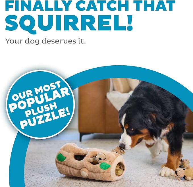 Outward Hound Hide-A-Squirrel Dog Toy – Interactive 2‑in‑1 Plush Puzzle with 6 Squeaky Removable Squirrels, X Large (Pack of 8)
