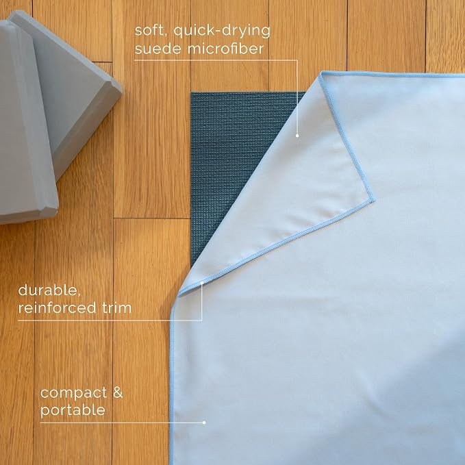 S&T INC. Aura Yoga Mat Towel, Quick Dry Towel, Soft and Absorbent for Gym, Pilates, and Hot Yoga Mat, 2 Pack, 26.5 inches x 72 inches, Microfiber, Blue