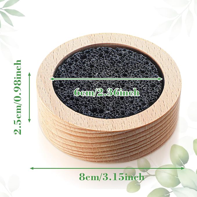 Amabro Small Lava Rock Diffuser, Passive Essential Oil Diffuser with Natural Beechwood Base for Sauna Room Desk Office Car Small Spaces