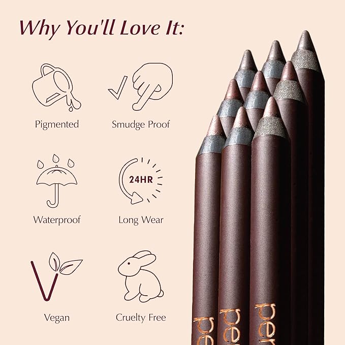 PERSONA 24HR Bronze Waterproof Eyeliner Pencil | Creamy Smudgeable for Lash Line & Waterline | All-Day Wear | Vegan, Cruelty-Free | Sharpenable | Made in USA