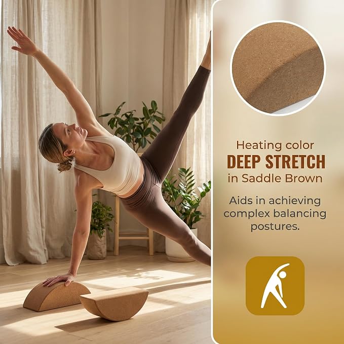 VOSAREA Cork Yoga Block High Density Yoga Brick for Balance Stretching Pilates Hot Meditation Non Slip Support for Core Workouts 9.44 X 3.93 X 3.34 in 1 Pack