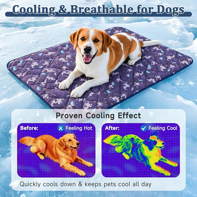 Cooling Blanket for Dogs, Dog Cooling Mat & Bed, Q-MAX>0.42- Lightweight, Durable & Breathable Pet Throw for Sofa, Car and Furniture Protector, Reversible Design, 60"x80"