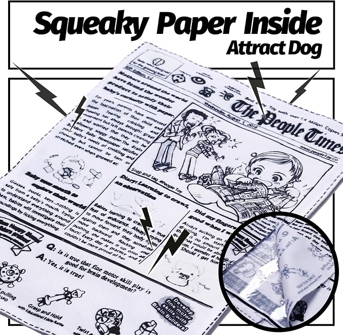 Interactive Dog Toys for Boredom - Newspaper Squeaker Toys - 4PCS Newspaper Dog Toy for Puppy Small Medium Furry Friends