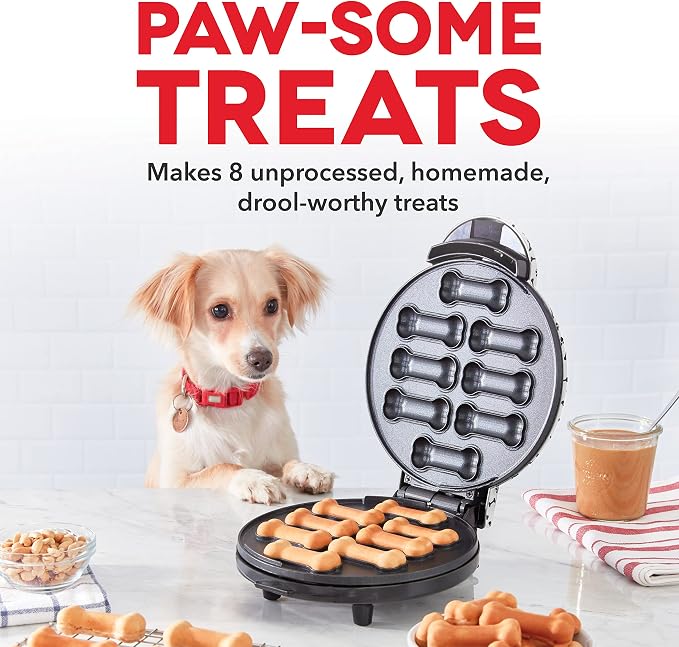 Dash Express Dog Treat Maker - DIY Bone-Shaped Treats - Personalized Dog Gifts - Easy to Clean - 8 Bones, White