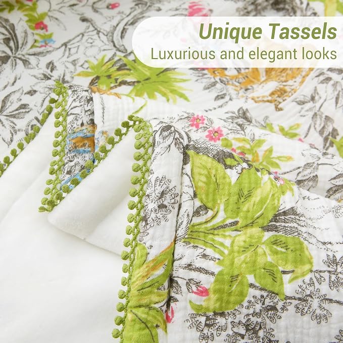 Viviland Cotton Blanket Muslin Blankets for Adult Reversible Flannel, Gifts for Women, Cozy and Soft for All Seasons, Home Decor Throw for Sofa, Chair, Tiger Yanina, 50x70 inches