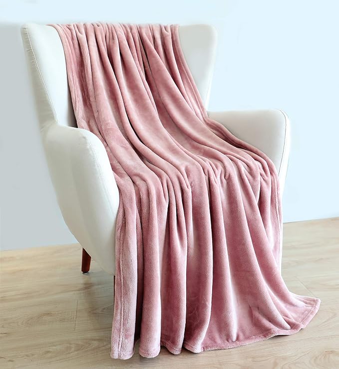 TASTHROW Large Flannel Fleece Throw Blanket, 50×70 Inch - Cozy Lightweight Thick Blanket - All Seasons Suitable for Women, Men and Kids (Pink) | Cozy Lightweight Thick Blanket - All Seasons Suitable for Women, Men and Kids