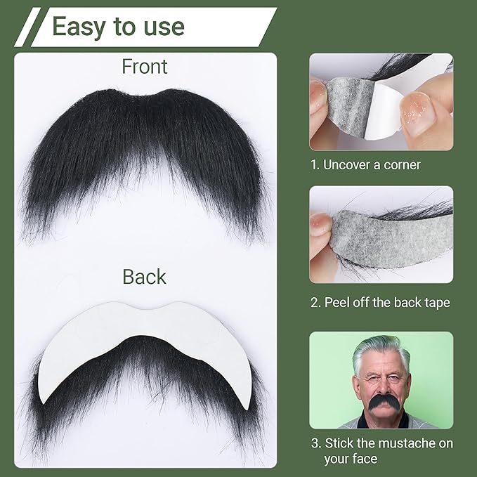 Self Adhesive Fake Mustache False Facial Hair Stick On Cosplay Mustache Halloween Party