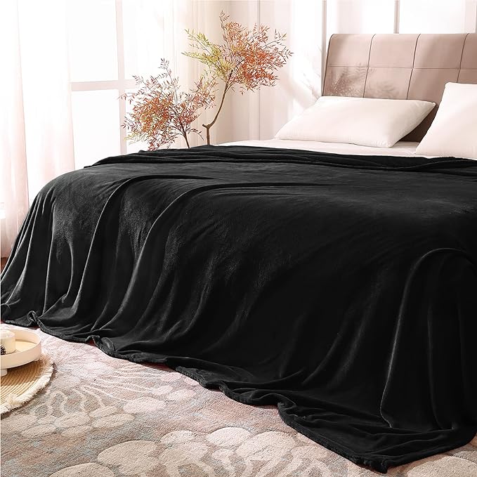 BEDELITE Fleece Blanket Soft Plush Queen Size Bed Blanket Black 90"x90" | Ultra Soft Fleece, Plush Microfiber, Lightweight Warmth, All Season Comfort, Fade Resistant, Machine Washable,Perfect for Bed