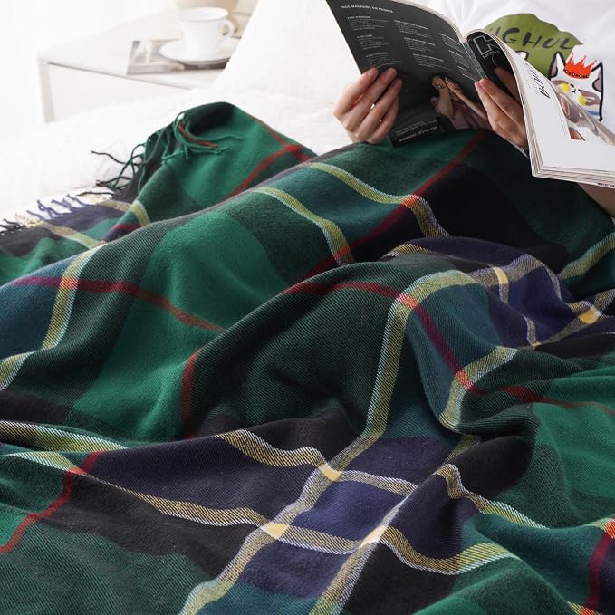 Forest Green Plaid Throw Blanket for Couch, Buffalo Checkered Blanket | 50"x60", Christmas Green Plaid Blanket, Lightweight Farmhouse Outdoor Throw Blankets for Bed, Sofa