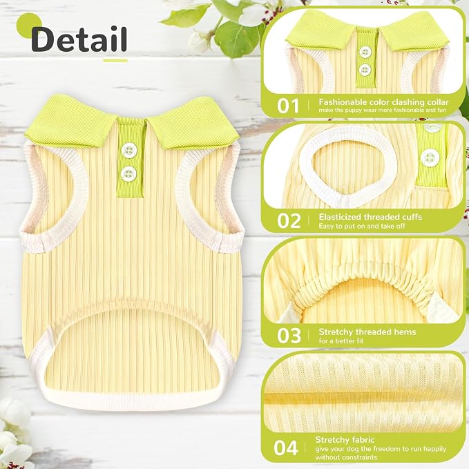 Dog Tshirts for Small Dogs Polo Shirt Stretchy Dog T Shirt Breathable Dogs Cooling Vest Girl Boy Puppy Dachshund French Bulldog Frenchie Chihuahua Clothes