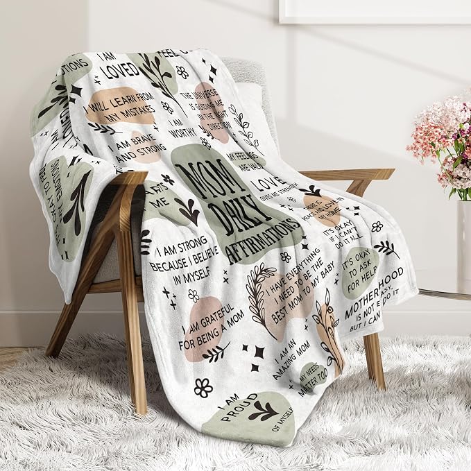 BaubleDazz New Mom Gifts Blanket, Mom Daily Affirmations(80" x 60") | Postpartum Pregnancy Gifts for First Time Moms, Mommy to Be, Mama, New Mom Essentials, Birthday Gifts for Mom