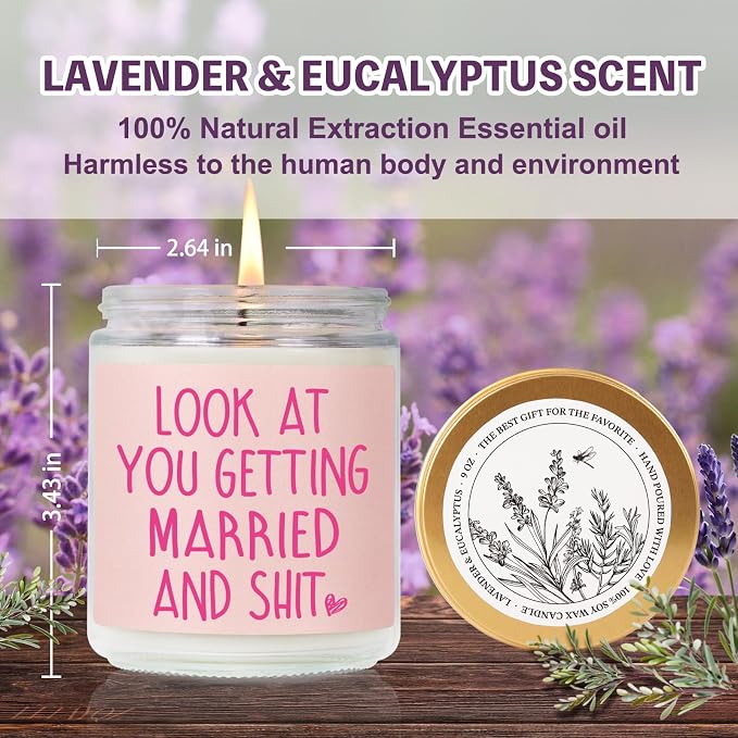 Funny Wedding Bachelorette & Bridal Shower Candle Gifts for Bride, Bride to Be, Look at You Getting Married and sh t Candle, Engagement Candles Gifts for Women, Wedding Candles Gift Ideas56