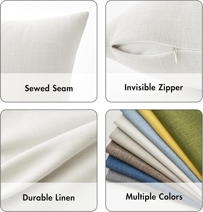 MIULEE Pack of 2 Decorative Linen Burlap Pillow Covers Farmhouse Boho Accent Pillowcases Modern Home Decor for Sofa Couch Bedroom Living Room 20x20 Inch Gray White