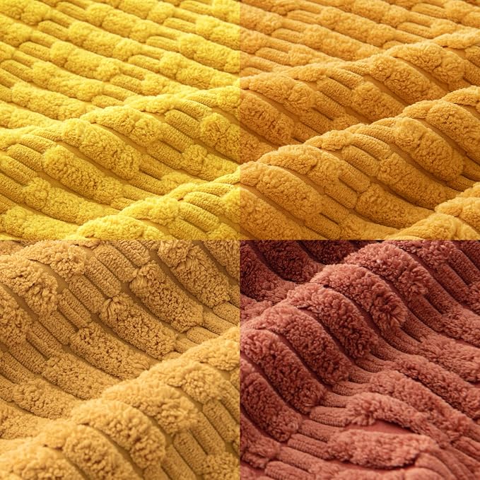 MIULEE Pack of 4 Fall Corduroy Throw Pillow Covers 18x18 Orange-Yellow | Neutral Rustic Farmhouse Boho Soft Striped Pillow Covers,Home Decor for Sofa,Living Room,Couch,Bed